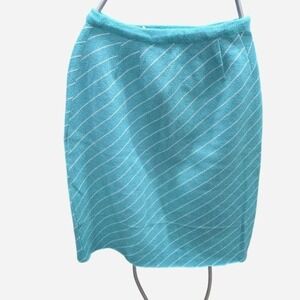 Women's true vintage blue striped skirt (unfinished hem) modern Xs‎ (S3)